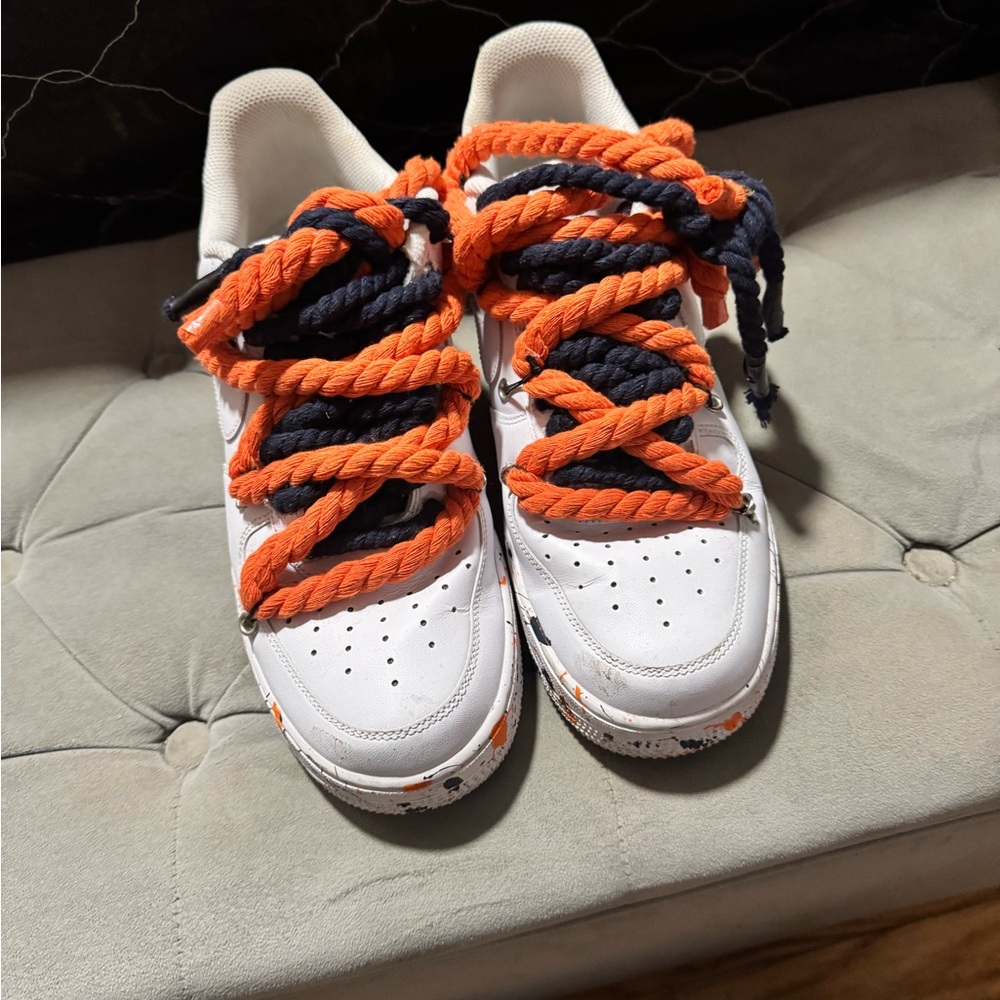 Men's White and Orange Sneakers
